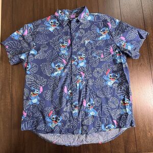 Mens Lilo and Stitch Disney Hawaiian Shirt Size  XL Button Up Tropical